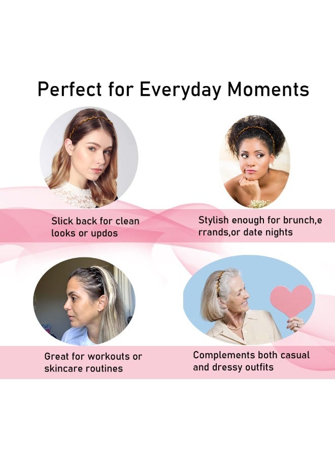 Set of 2 Zig Zag Black Plastic Sharks Tooth Hair Comb Headband - Image 2